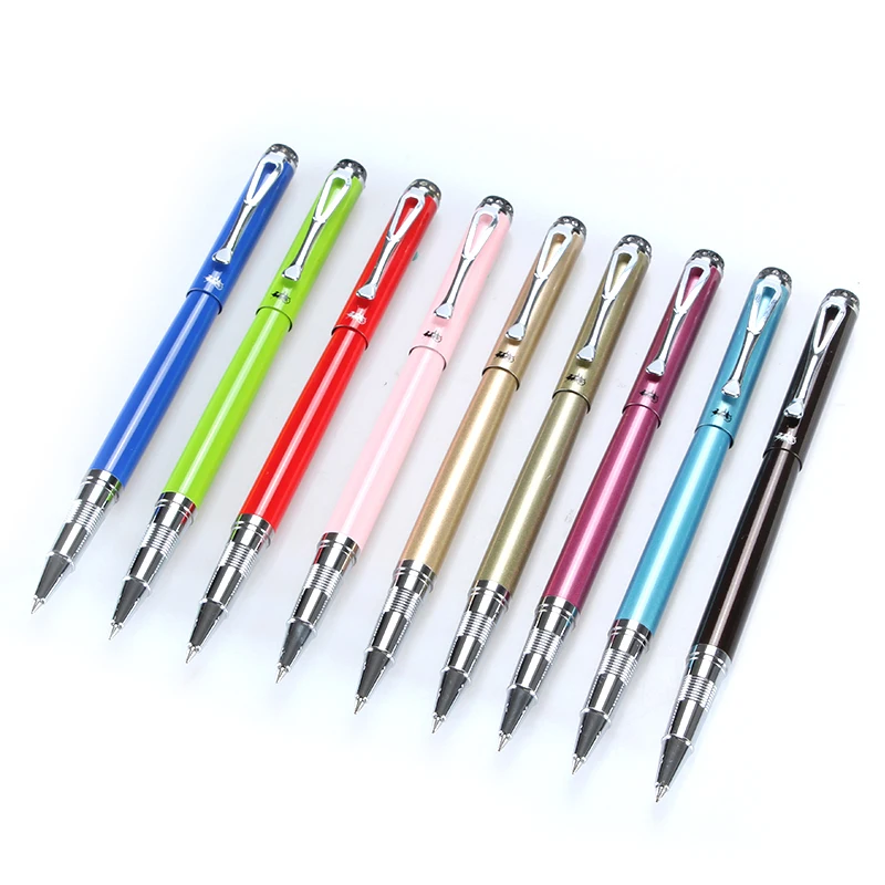 

1pc Elegant Jinhao Hollow Out Silver Clip Rollerball Pen with Crystal Top Business Office Fast Writing Sign Pen School Supplies