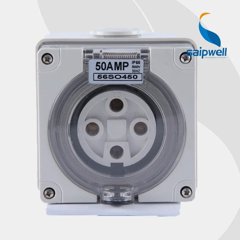 

Saip/Saipwell IP67 250V 50A 4P European/Australian Electrical Waterproof Industrial Female Power Socket (SP-56SO450)