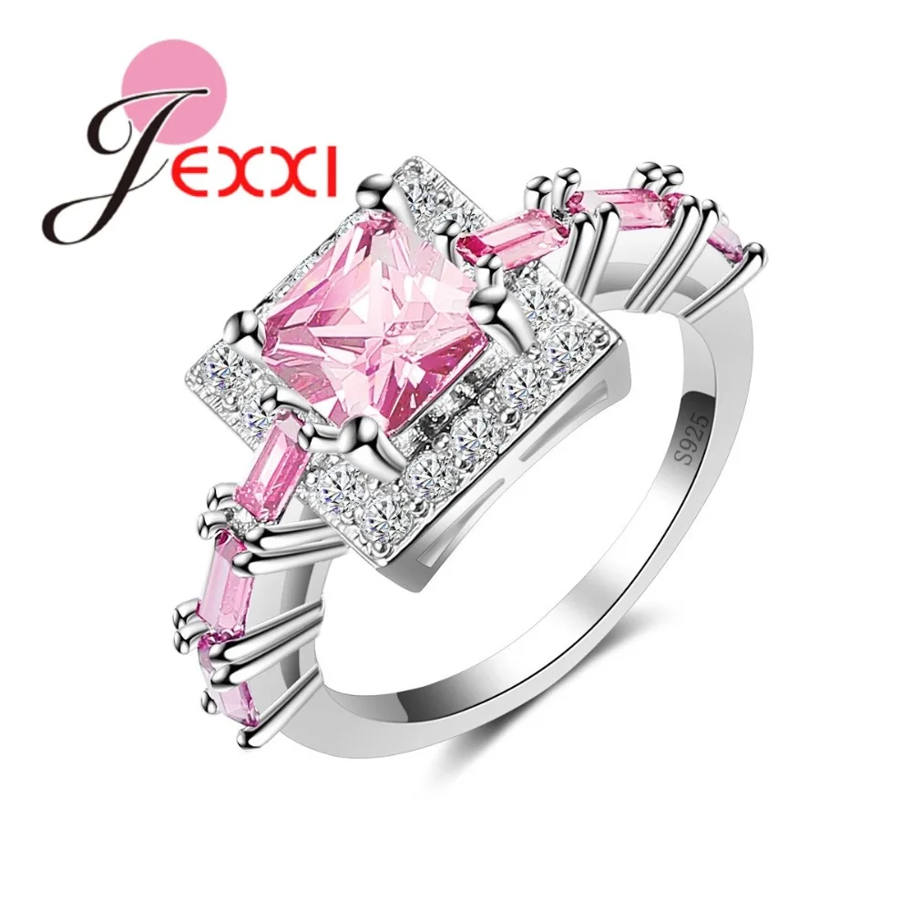 

Four Colors Fashion Elegant Original 925 Sterling Silver Dazzling Daisy Square Ring Clear CZ Wedding Jewelry