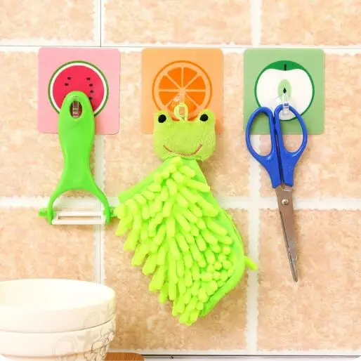 

Party Favors Hot Fruit nail-free seamless strong glue door hooks Kitchen bathroom wall multi-purpose hooks