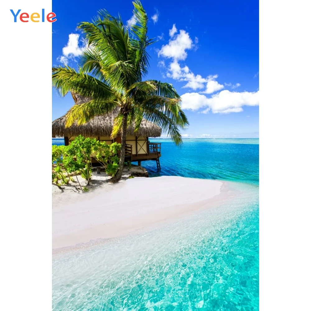 

Yeele Seaside House Beach Coconut Tree Tropical Photography Backgrounds Personalized Photographic Backdrops For Photo Studio