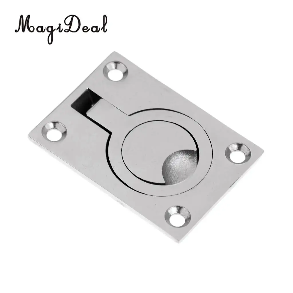 MagiDeal New Durable Stainless Steel Boat Hatch Latch Cabinet Flush Mount Ring Pull Handle 62x43mm Marine Surfing Hardware Acce