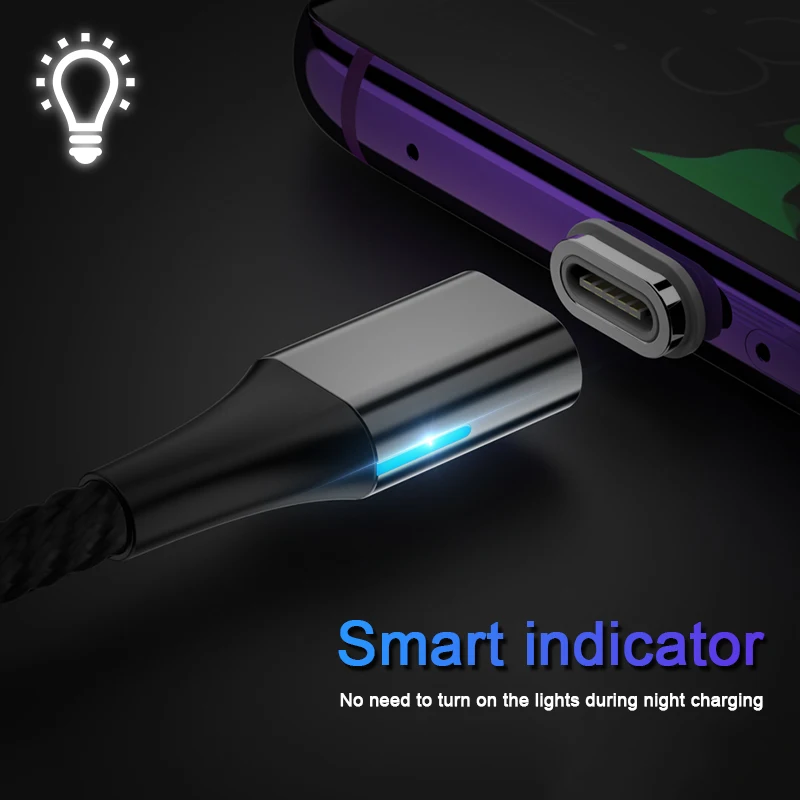 5A кабель USB Type C Магнитный с нейлоновой оплеткой Micro магнитное зарядное устройство