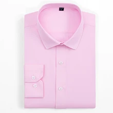 Классический дизайн, розовый, синий, белый цвет, длинный рукав, формальные мужские рубашки, высокое качество, офисные мужские рабочие Рубашки без кармана