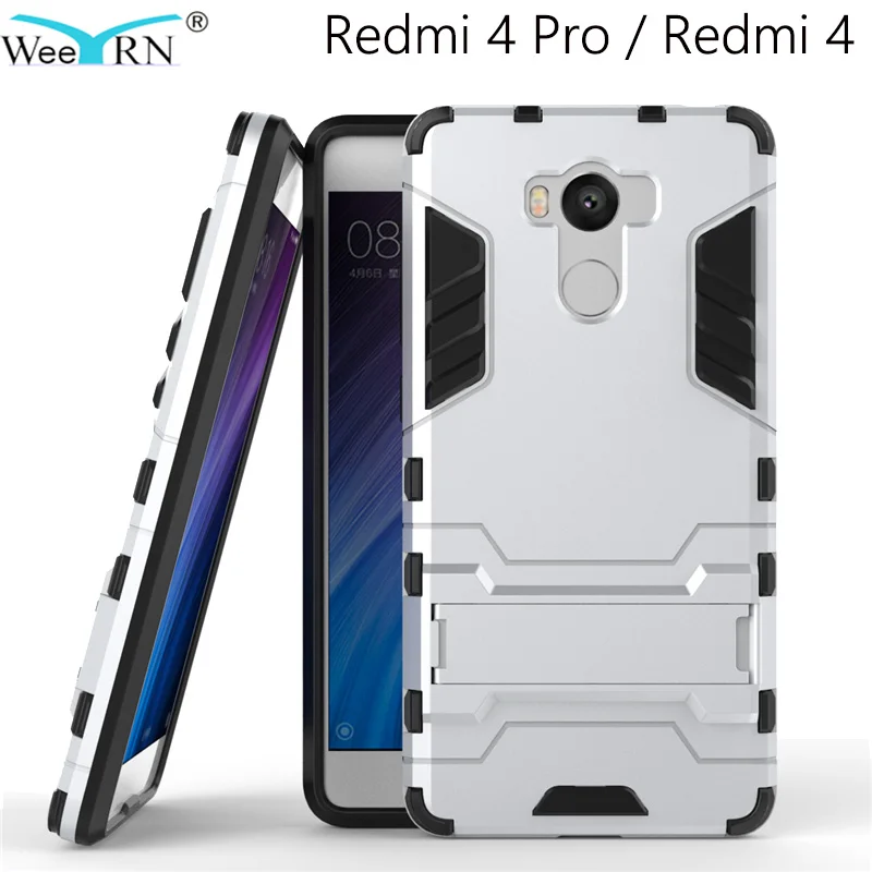 

Case360 Armor Protective Plastic+Silicone Cover for Xiaomi Redmi 4 Pro Stand Case Ultra Slim Anti-Shock Hybrid Cover Redmi 4 Pro