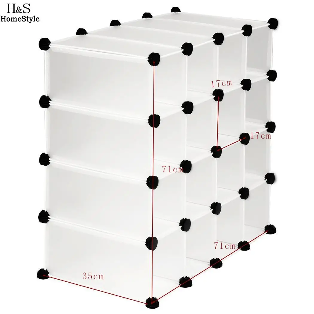 Rack DIY Portable Plastic Shoes Shelf Home Closet Shoes Organizer Storage Cabinet 16 Pairs Transparent