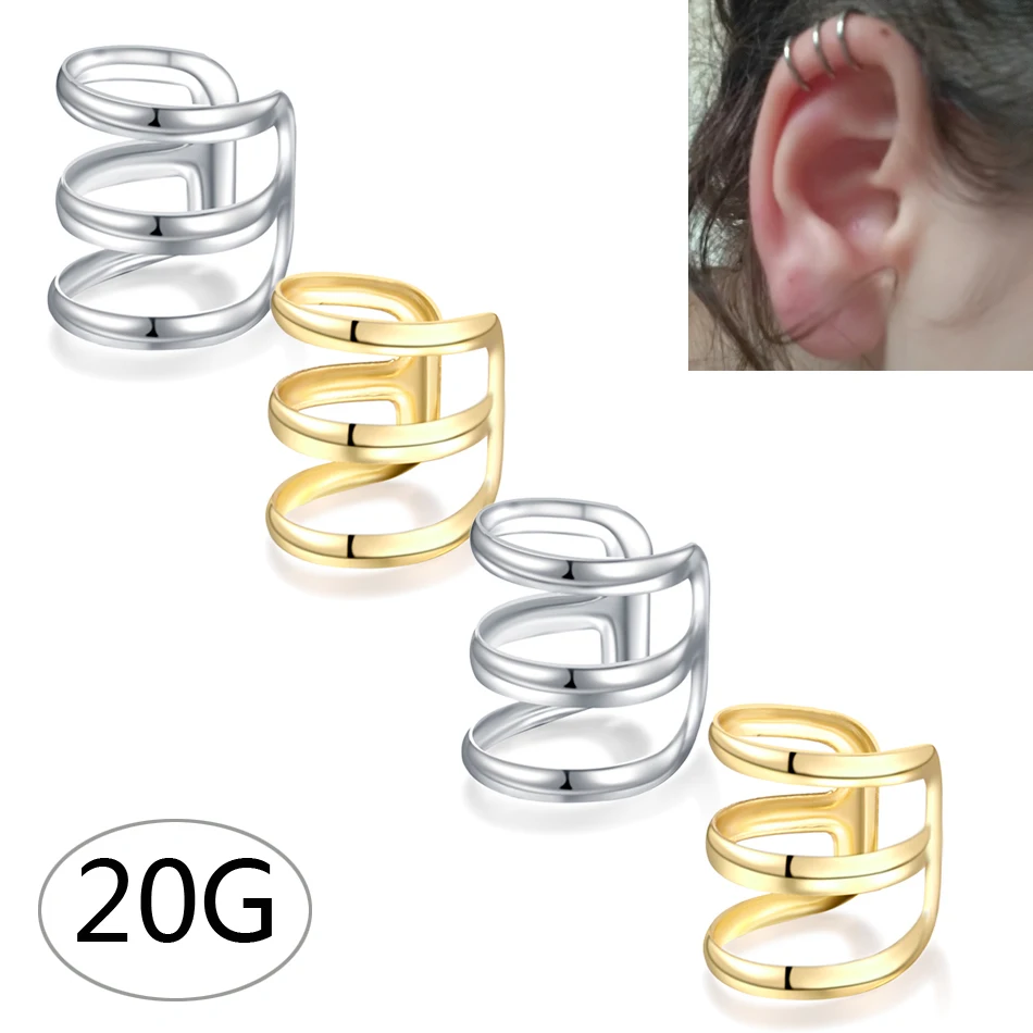 

1PC Illusion Captive Bead Rings Fake Cartilage Clip-On Ring Helix Earring Non Pierced Clip On Closure Ring Ear Cuff Body Jewelry