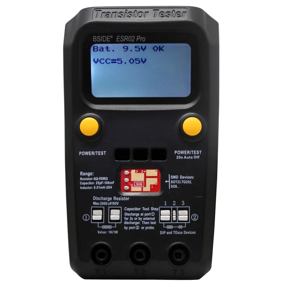 BSIDE ESR02 Pro Di tal Transistor Tester SMD Chip Componente Medidor I BSIDE ESR02 Pro Di tal Transistor Tester SMD Chip Componente Medidor I
