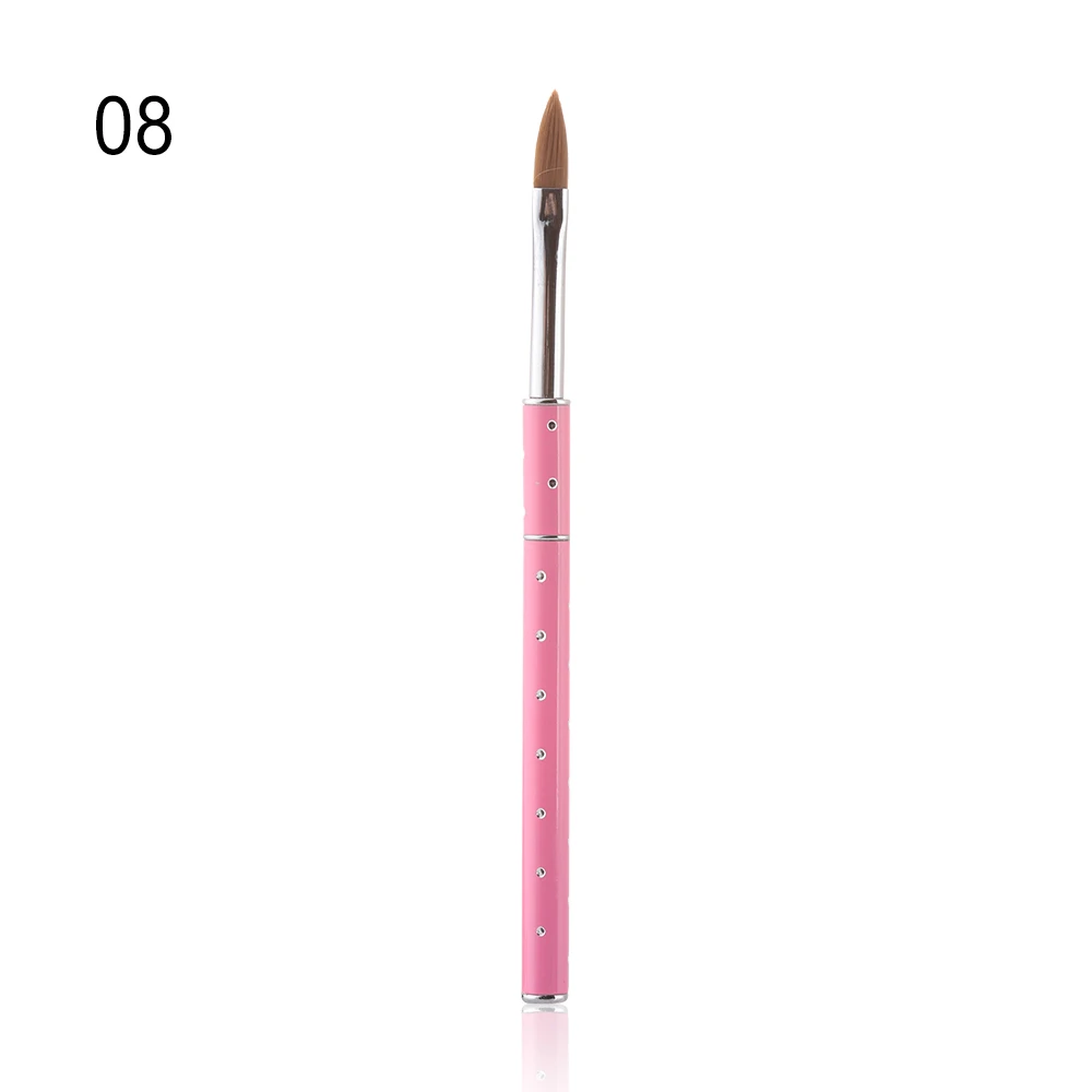 1 ПК акрил щетка для ногтей Размеры 8 или 10 нейл-арта из соболиного волоса волос розовая металлическая ручка инструмент рисунок «сделай сам» маникюрные инструменты для рисования - Цвет: 8