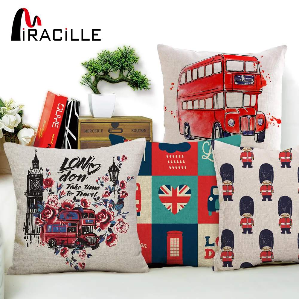 Miracille الكرتون البريطانية نمط غطاء الوسادة كرسي مكتب مقعد الكرتون وسادة حالة مقعد أريكة غرفة المعيشة كيس وسادة Miracille الكرتون البريطانية نمط غطاء الوسادة كرسي مكتب مقعد الكرتون وسادة حالة مقعد أريكة غرفة المعيشة كيس وسادة