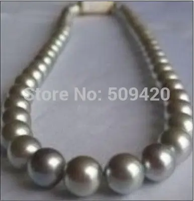 

W&O653 HUGE 18"11-12MM NATURAL SOUTH SEA GENUINE SILVERY GRAY PEARL NECKLACE PERFECT