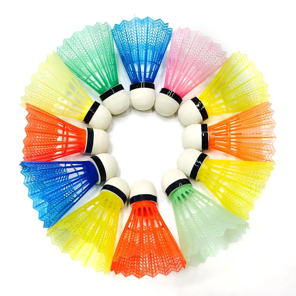 12 قطعة/المجموعة الملونة الريشة كرات الريشة النايلون في الهواء الطلق الرياضة زينة رياضة اللياقة البدنية كرات البلاستيك دائم