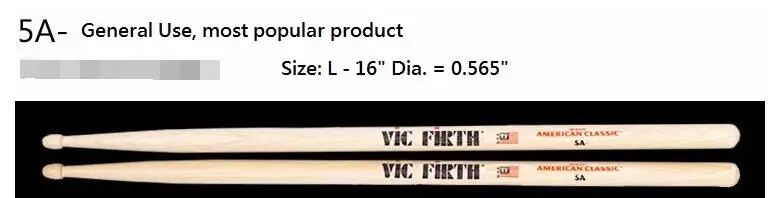 Firth Hickory барабанные палочки 5A, 7A, сделано в США, несколько цветов барабанные палочки черный/белый - Цвет: wood 5A