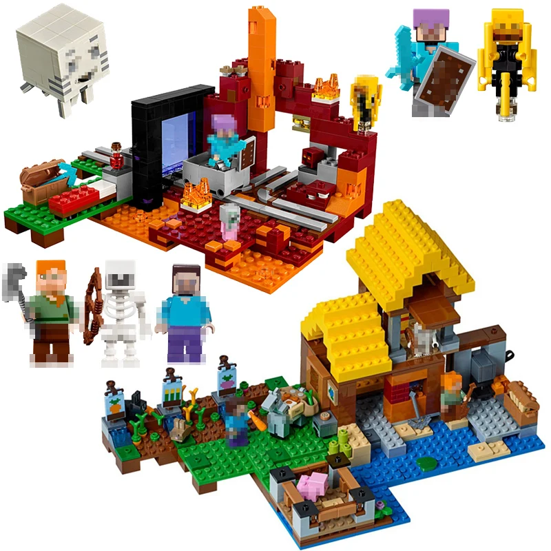 

2019 New Minecraft My World Treasure Pirate Ship Mini Steve Figures Alex Building Blocks Bricks Boy toys compatible with legoing