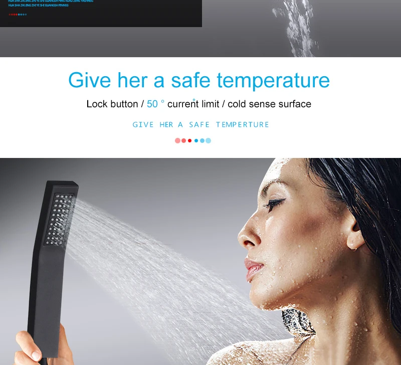 hm Luxury Thermostatic Waterfall Rain Shower Head & Hand Shower Set in Solid Brass Black Bathroom Faucet Wall Mounted System (6)