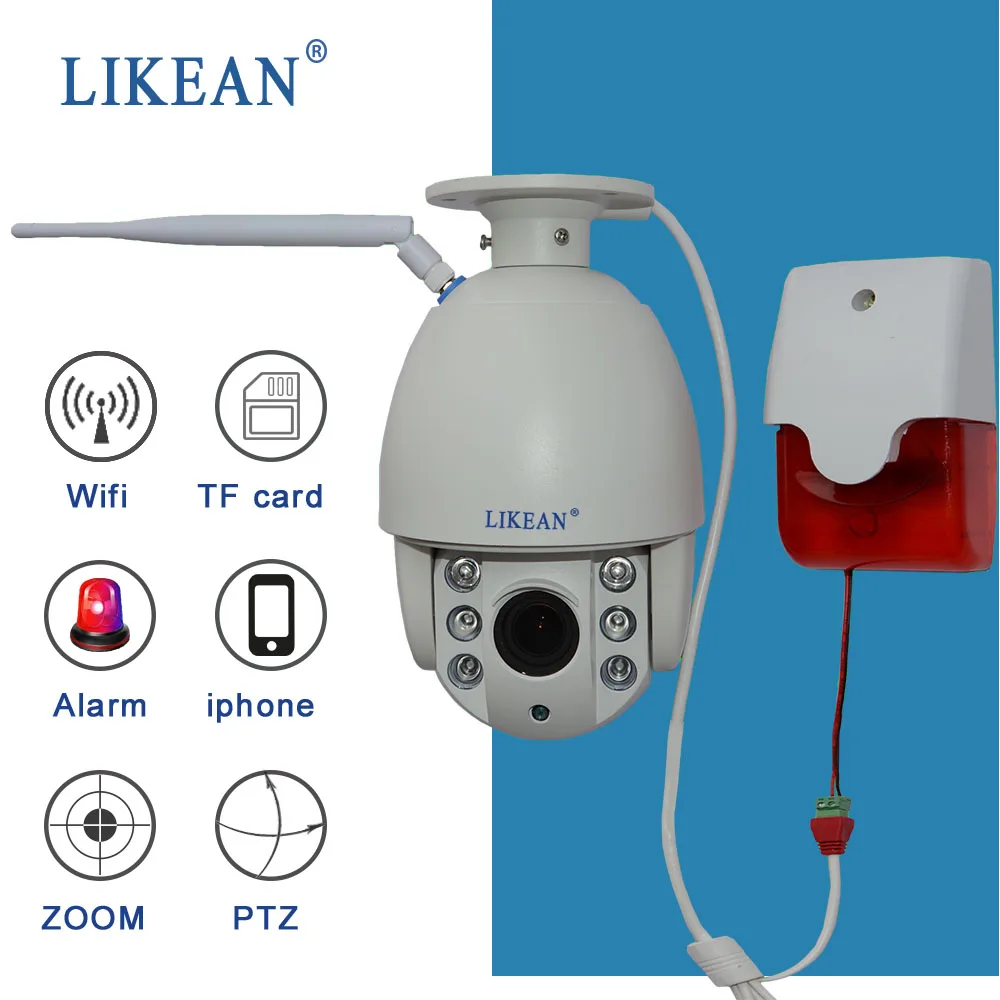 2MP Indoor Audible alarm Surveillance Security CCTV PTZ zoom Camera 1080P HD IP Wifi Onvif