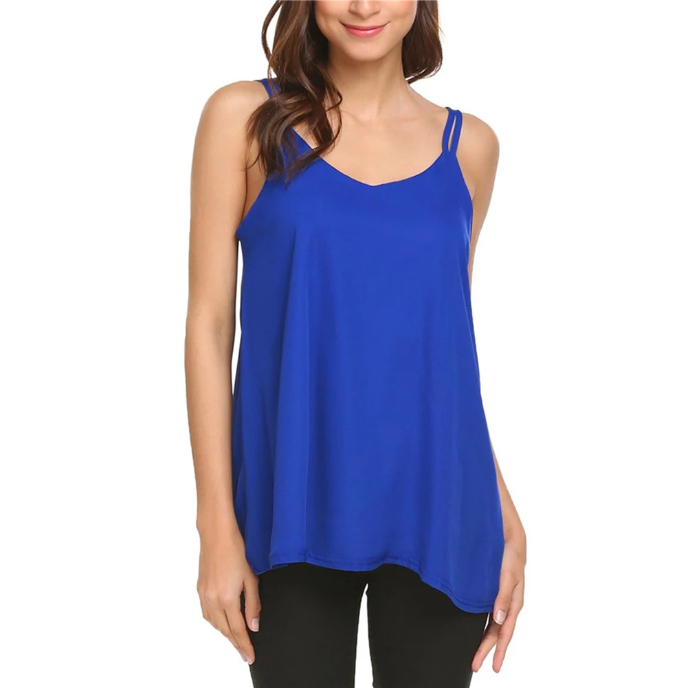 

Women Camisole Sleeveless Chiffon Solid Loose Vest Top Comfortable Party Sexy Casual Spring Summer Spaghetti Strap V Neck