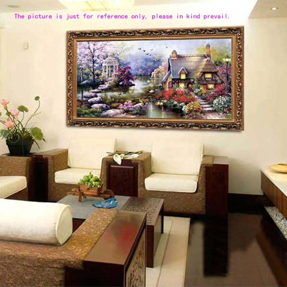 Chinese Cross Stitch 64 * 37cm Embroidery Kit Precise Printed Garden Cottage Design Cross Stitch Set Home Decoration