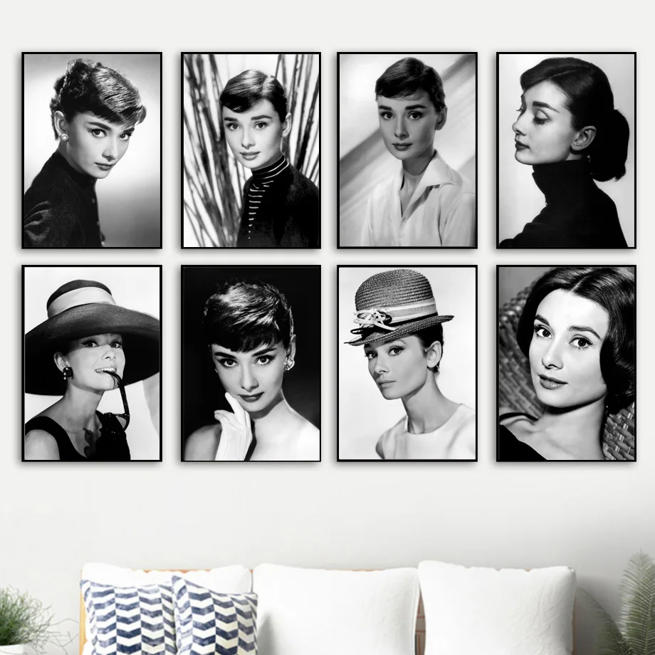 

Audrey Hepburn Black White Nordic Posters And Prints Wall Art Canvas Painting Wall Pictures For Living Room Bedroom Home Decor