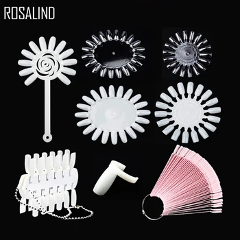 

ROSALIND False Nail Tips 16 Patterns White Buckle Ring Nail Art Display Tools for Practice DIY Designed Manicure Tools