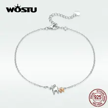 WOSTU, новинка, Семейный Браслет со слоном, Настоящее серебро пробы, умный и нежный слон, браслет DXB152