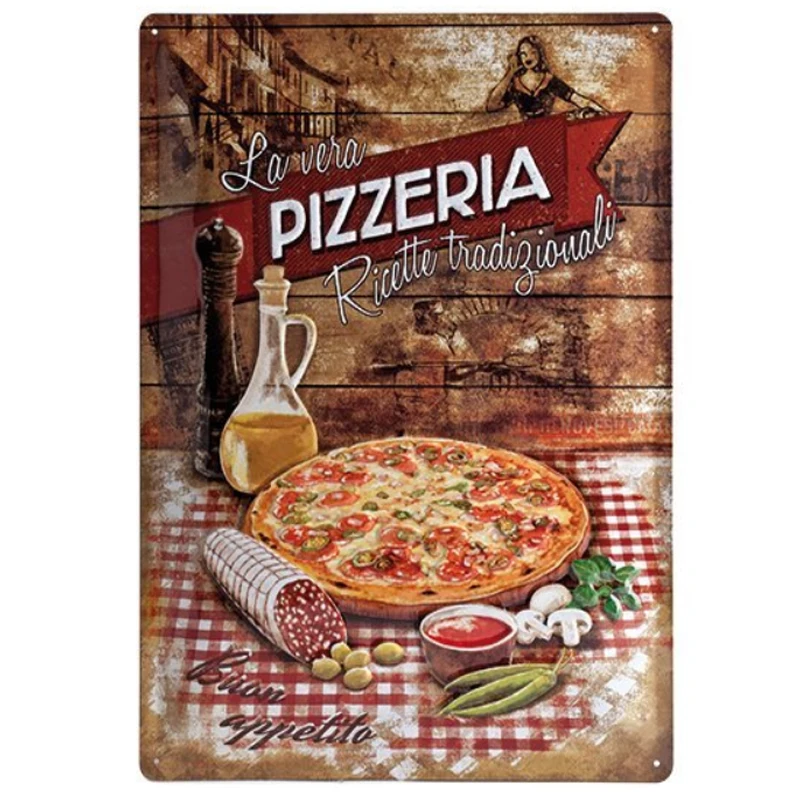 

Size:20*30cm Italy Pizza Zone Bar Poster Art Wall Decor Metal Tin Signs
