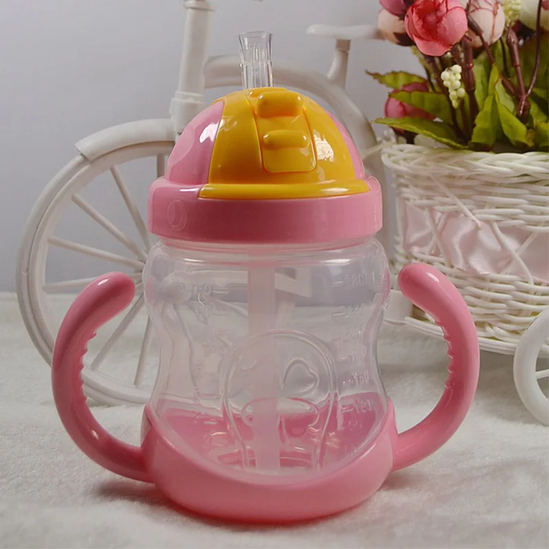 Harga 5 Warna 280 Ml Botol Bayi Anak anak Cangkir Silikon Sippy Anak Pelatihan Cangkir Bayi Lucu Air Minum Jerami Menangani Makan botol