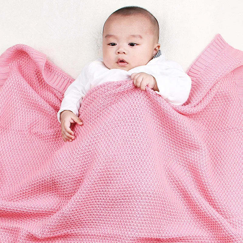 Newborn Baby Blanket Knitted kids Swaddle Wrap Blanket Super Soft