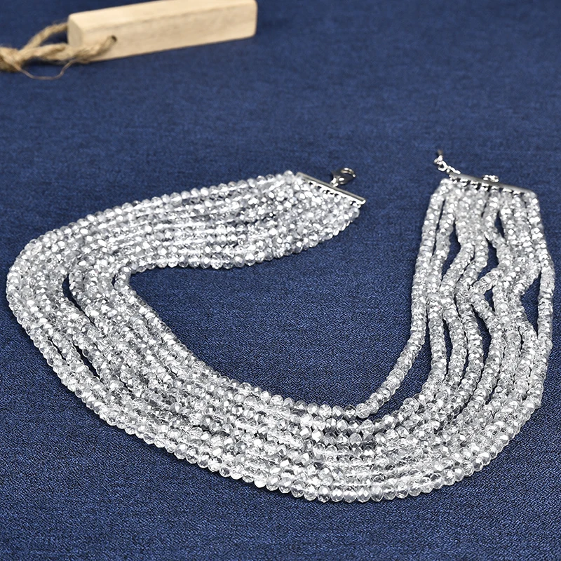 Серебряные Многослойные прозрачные режущие жемчужины и стеклянные хрустальные ожерелья с драгоценными камнями могут использоваться в качестве праздничных подарков