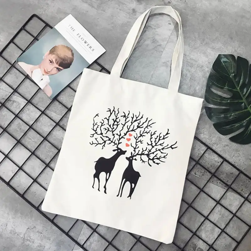 THINKTHENDO Cute Print Canvas Tote Women Shopper Shopping Shoulder Bags Reusable Foldable Fashion Handbags 12 Pattern THINKTHENDO Cute Print Canvas Tote Women Shopper Shopping Shoulder Bags Reusable Foldable Fashion Handbags 12 Pattern