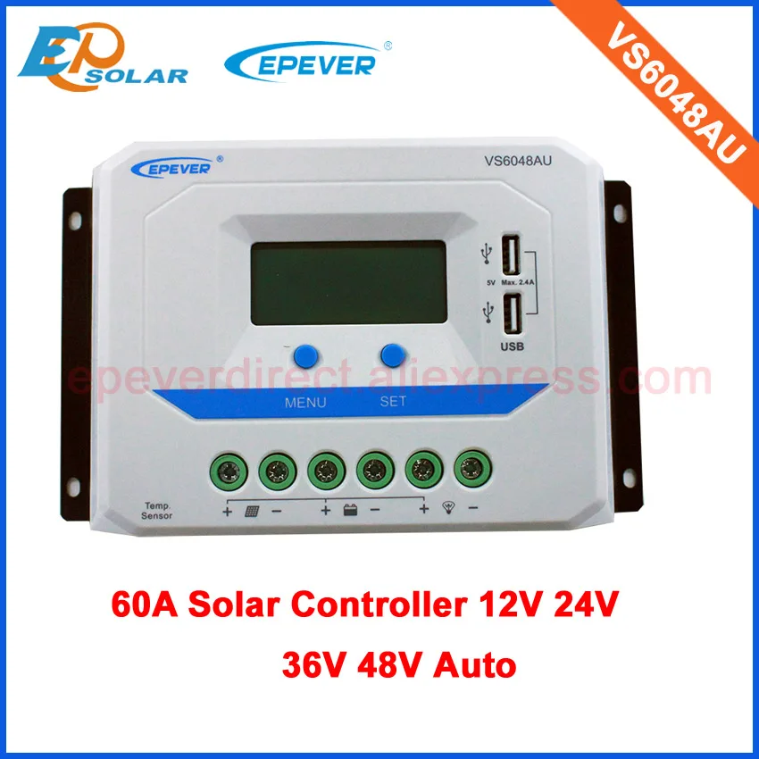 Reguladores para Uso do Sistema de Painel Carga de Saída Usb para o Dispositivo Solar Casa Eletrônico 60amp Vs6048au 60a