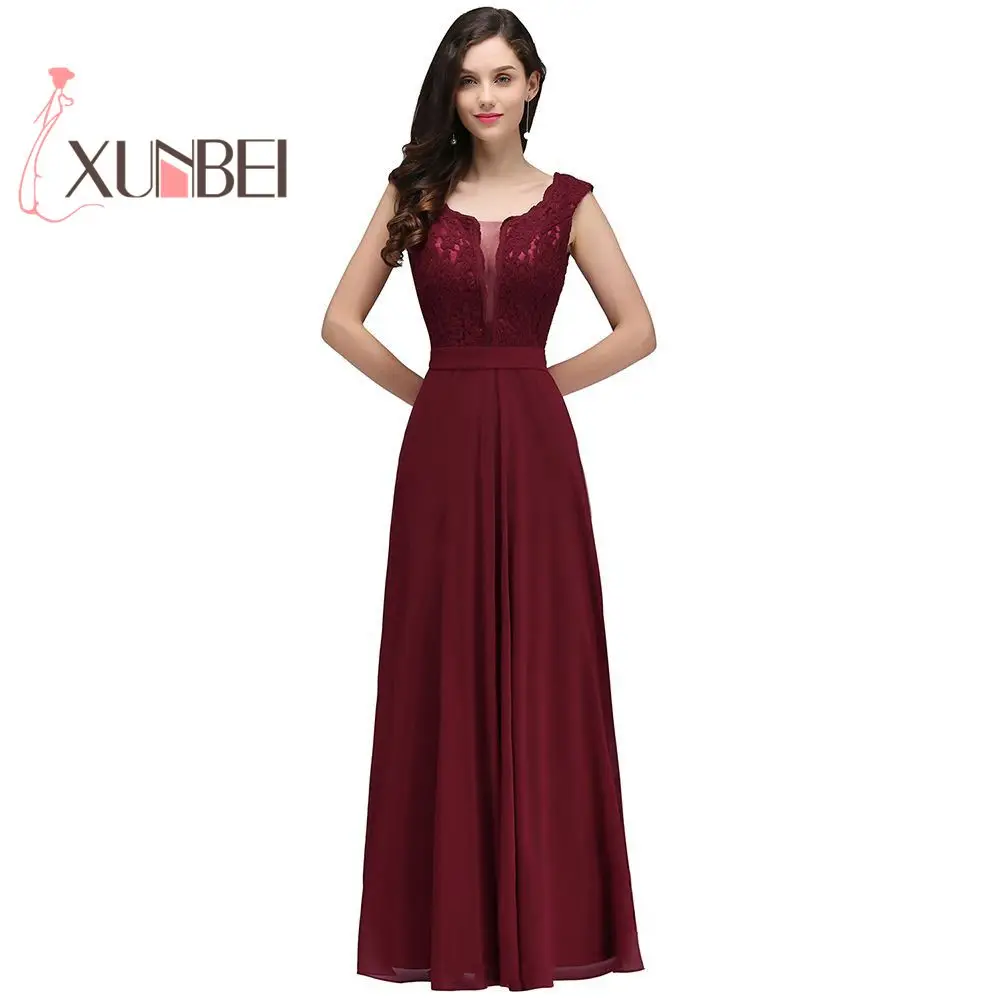 Robe de fille d'honneur трапециевидные Бордовые Платья для подружки невесты длинная