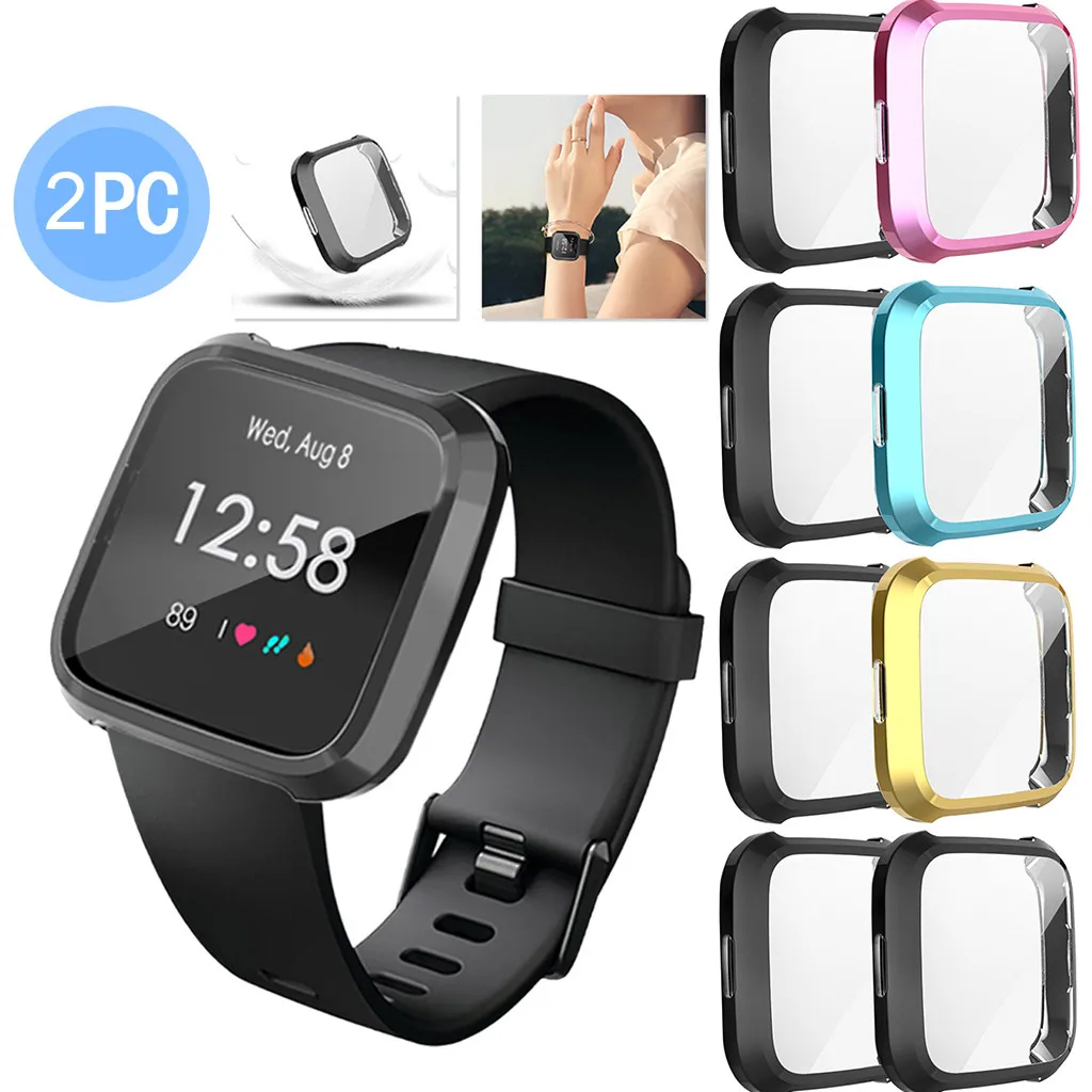 

2pcs Soft TPU Plating Protection Case Cover For Fitbit Versa Lite Smart Watch Screen Protector Cover 19Mar29