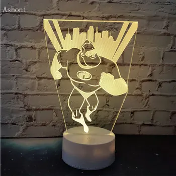 

Children's Day Gift The Incredibles Night Light 7 Color Changing 3D LED Baby Table Lamps Home Decor Party Kids Anime Toys