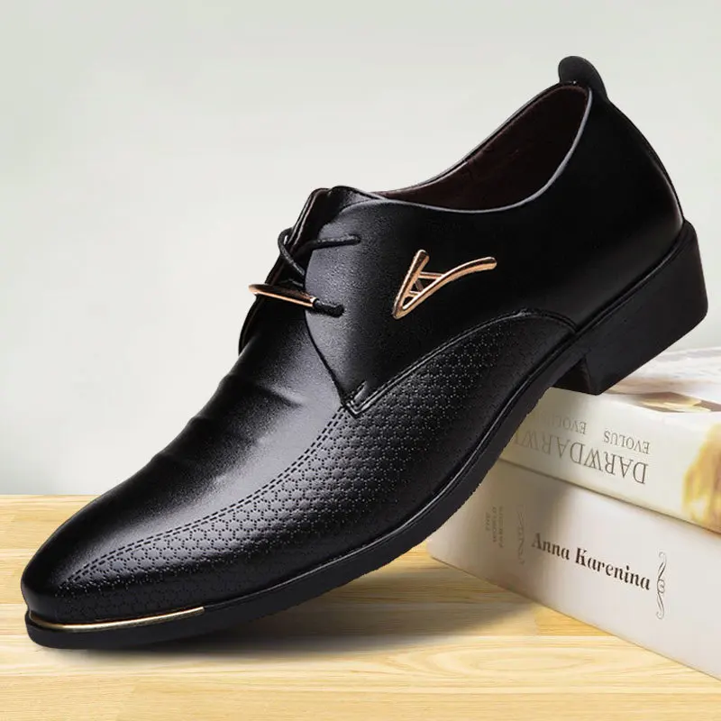 Мужские модельные туфли; Кожаные Туфли-оксфорды; офисные туфли на плоской подошве в итальянском стиле; Цвет черный, коричневый; мужские туфли из мягкой искусственной кожи с острым носком; большие размеры 38-48