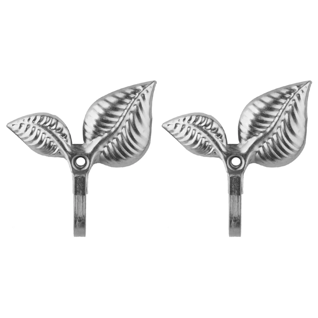 New Hot Sale 2Pcs Leaf Curtain Drapery Tiebacks Door Wall Hat Hooks Holder Hanger Bronze Curtain Tracks Accessories Home Decor