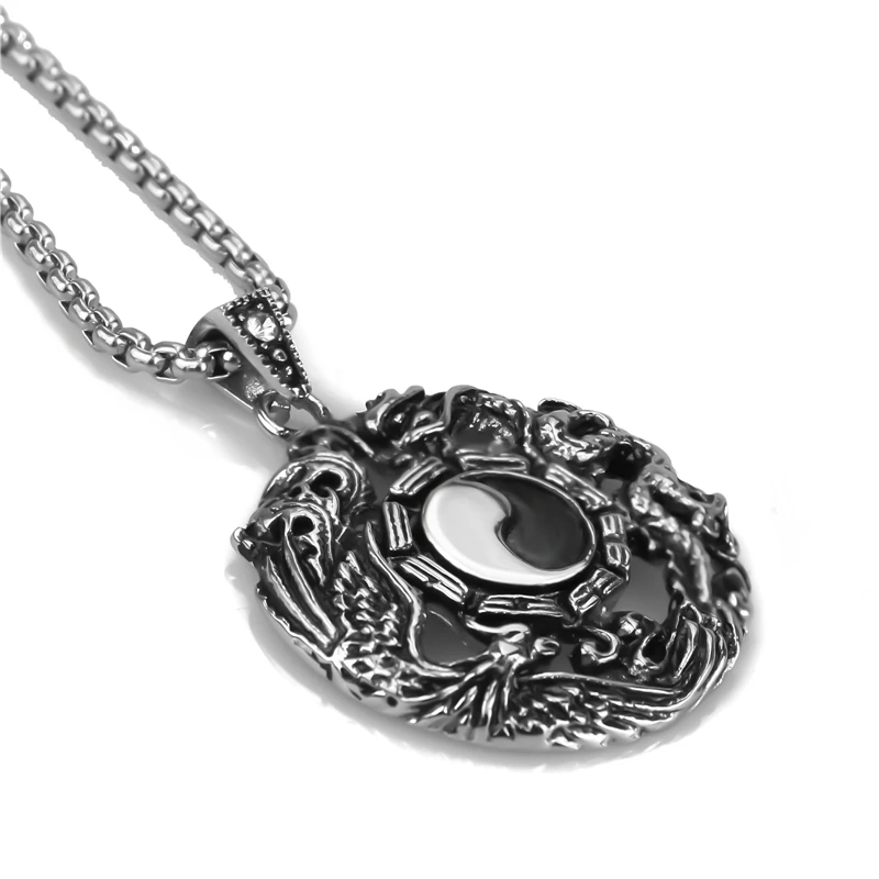 Мужские подвески из нержавеющей стали Elfasio Tai Ji Dragon & Phoenix Ying Yang модные украшения| |