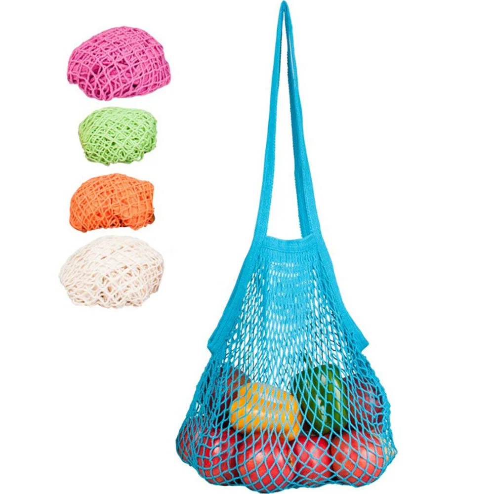 

4 Pack Reusable Mesh Cotton Net Market String Bag Organizer (Multipurpose, Portable Shopping Tote Handbag), for Grocery Shoppi