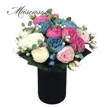 5 больших головок/Букет пионов, искусственные цветы, Шелковый Букет пионов, 4 бутона, цветы для свадьбы, украшения дома, искусственные пионы, розы