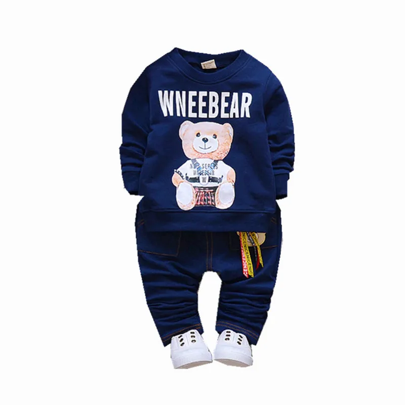 BibiCola/комплект одежды для маленьких мальчиков и девочек, Детский комплект с рисунком медведя, весенне-осенняя футболка с длинными рукавами +