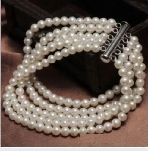 

Shipping >>>2016 Really beautiful 5 row 8-9mm AAA white akoya pearl bracelet 7.5 inch