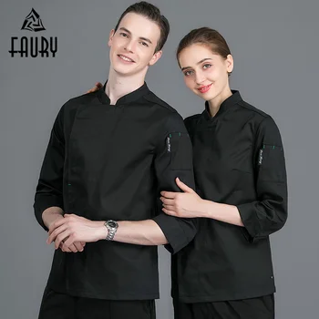 

High Quality Long Sleeve Single Breasted Chef Cozinha Kitchen Work Clothing Catering Food Service Waiter Jackets Barber Uniforms