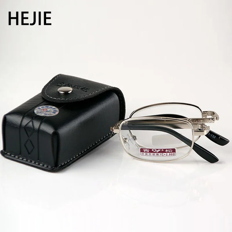 

HEJIE Men Women Foldable Alloy High Clear Glass Lens Anti Fatigue Reading Glasses Strength+1.0+1.5+2.0+2.5+3.0+3.5+4.0 Y1200
