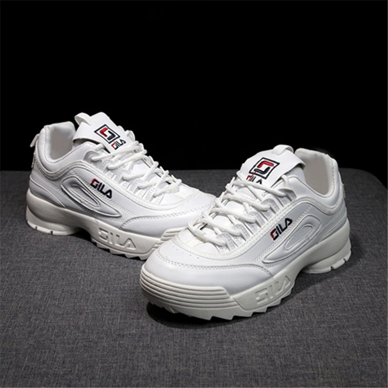 

2019 filas Shoes White Shoe Women Fashion Brand Retro Platform Sneaker Lady Autumn footwear Black Breathable chaussure Soft