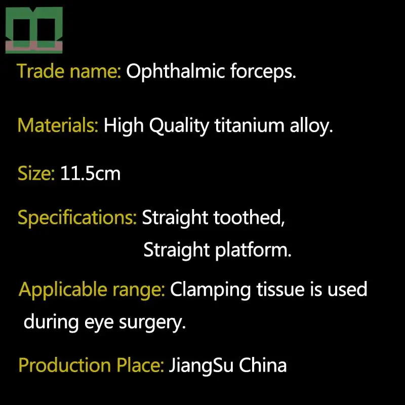 Прямой зубчатый титановый сплав 0,4 мм инструмент для микрохирургии двойной инструмент для век 11,5 см офтальмологические щипцы