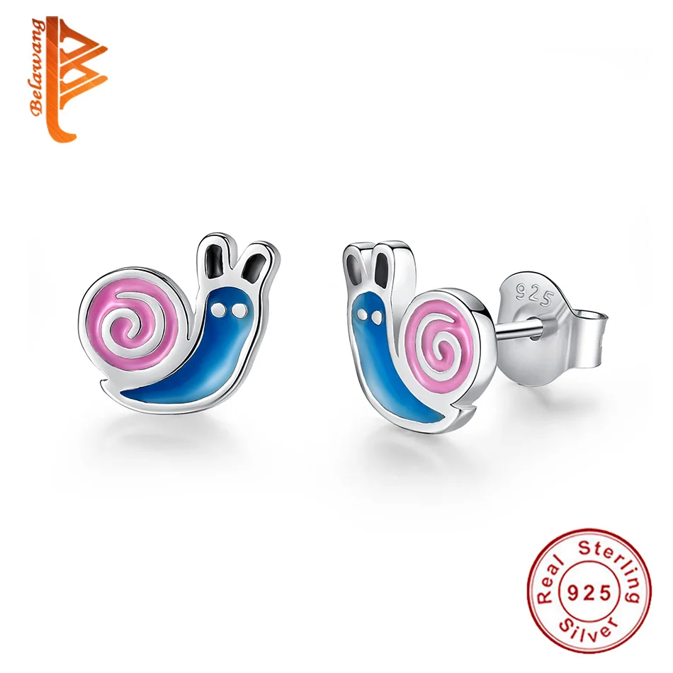 

925 Sterling Silver Earrings Cute Insect Snails Animal Stud Earring For Girl Children Accessories Cartoon Jewelry Gift