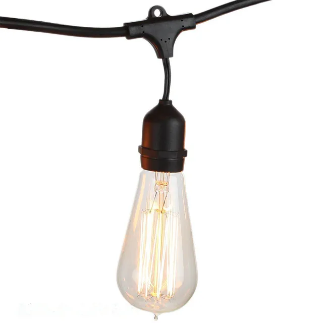 String Light Company Vintage 48 Ft Outdoor Commercial Lights String Light Company Vintage 48 Ft Outdoor Commercial Lights With 15 Suspended Sockets And Clear S14 Bulbs E27 Globe