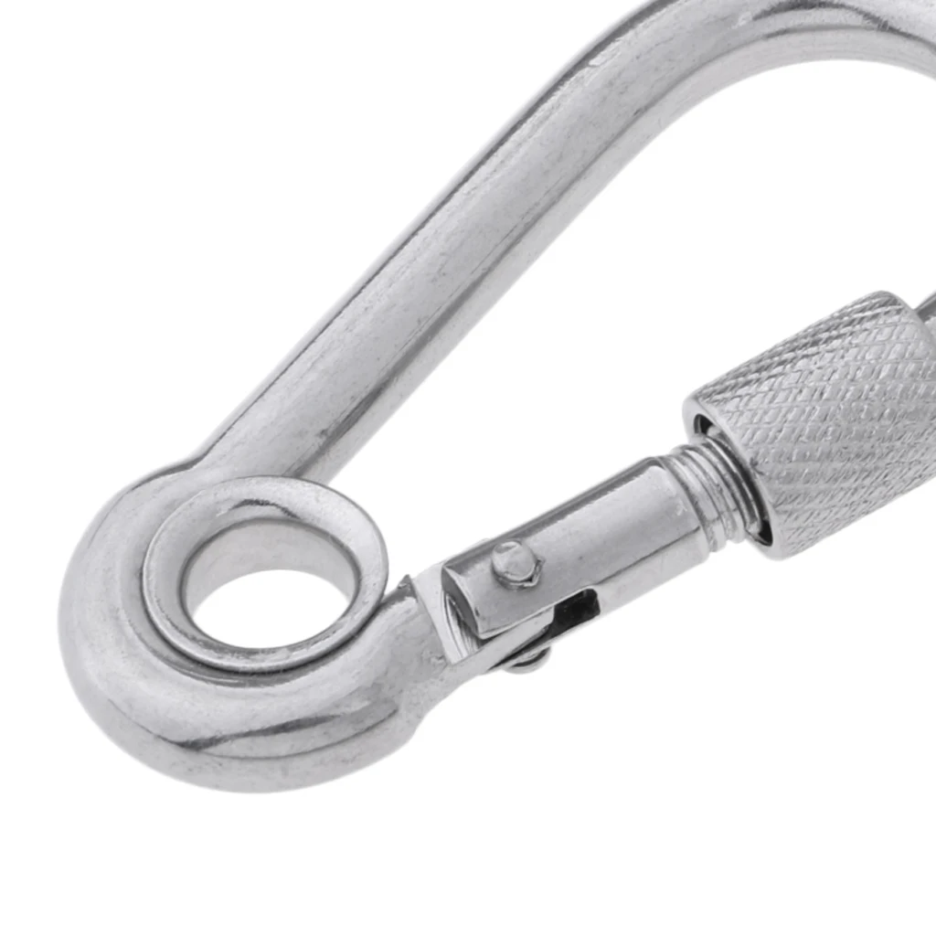 Perfeclan 316 Stainless Steel Safety Carabiner Spring Screwgate with Eyelet Dog Walking Keychain Buckle Spring Load Clip