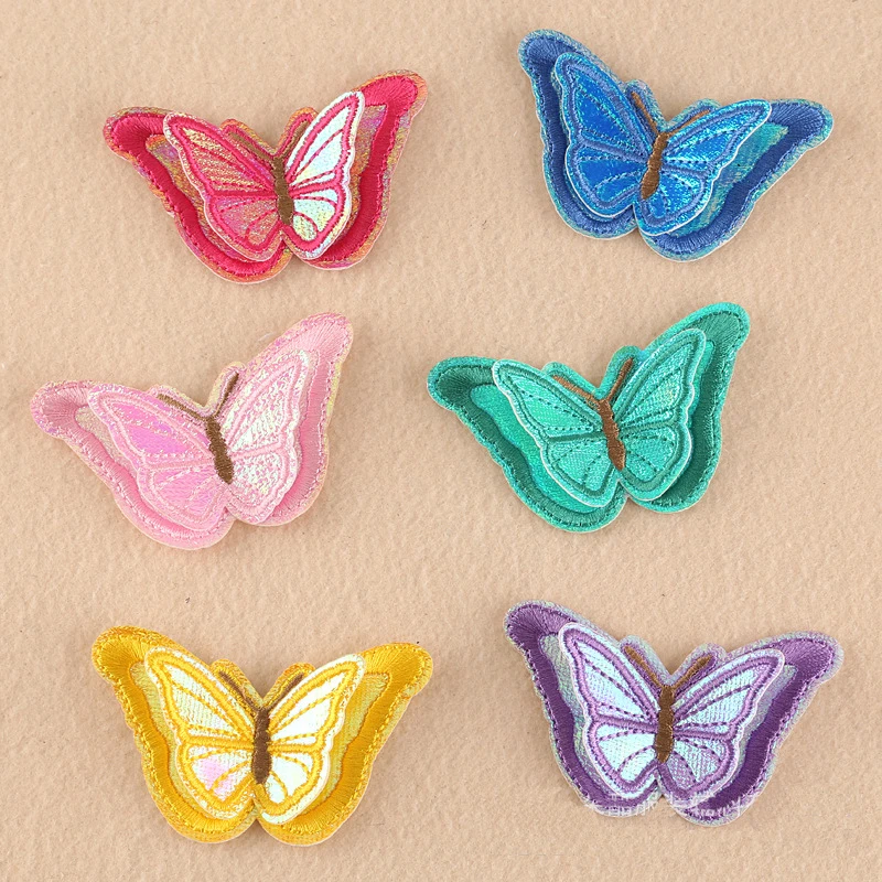 

10pcs 3D Butterfly Red Yellow Green Pink Blue Purple Embroidered Patch Iron On Patch Sewing Applique Clothes Patch Stickers