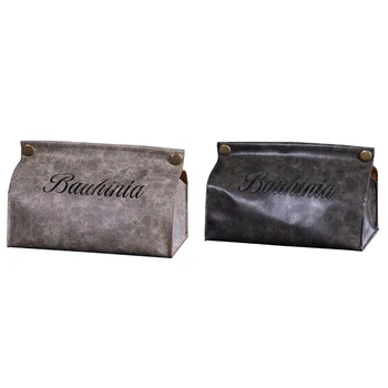 

Promotion 2Pcs Chic Tissue Case Box Container Pu Leather Home Office Car Towel Napkin Papers Bag Holder Box Case Pouch Table D